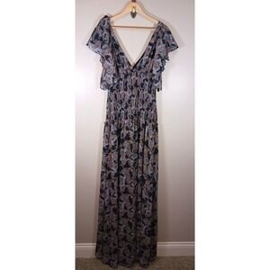 Cinq à Sept Paisley Maxi Dress 4 Ruffle Tie Shoulder Formal Occasion NWOT